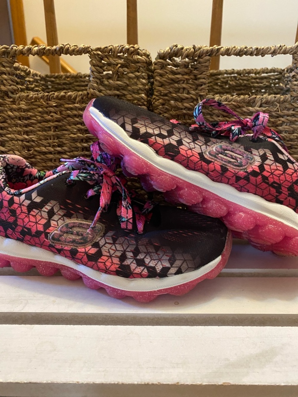 Skechers Girls' Pink and Black Sneakers